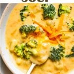 Broccoli cheese soup Social media image.