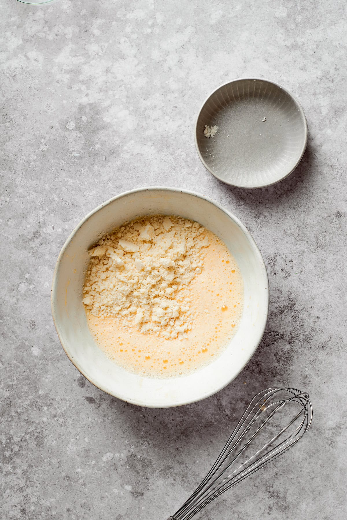 Biscuit mix mixed in a bowl.