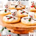 Melted snowman cookies Pinterest image.