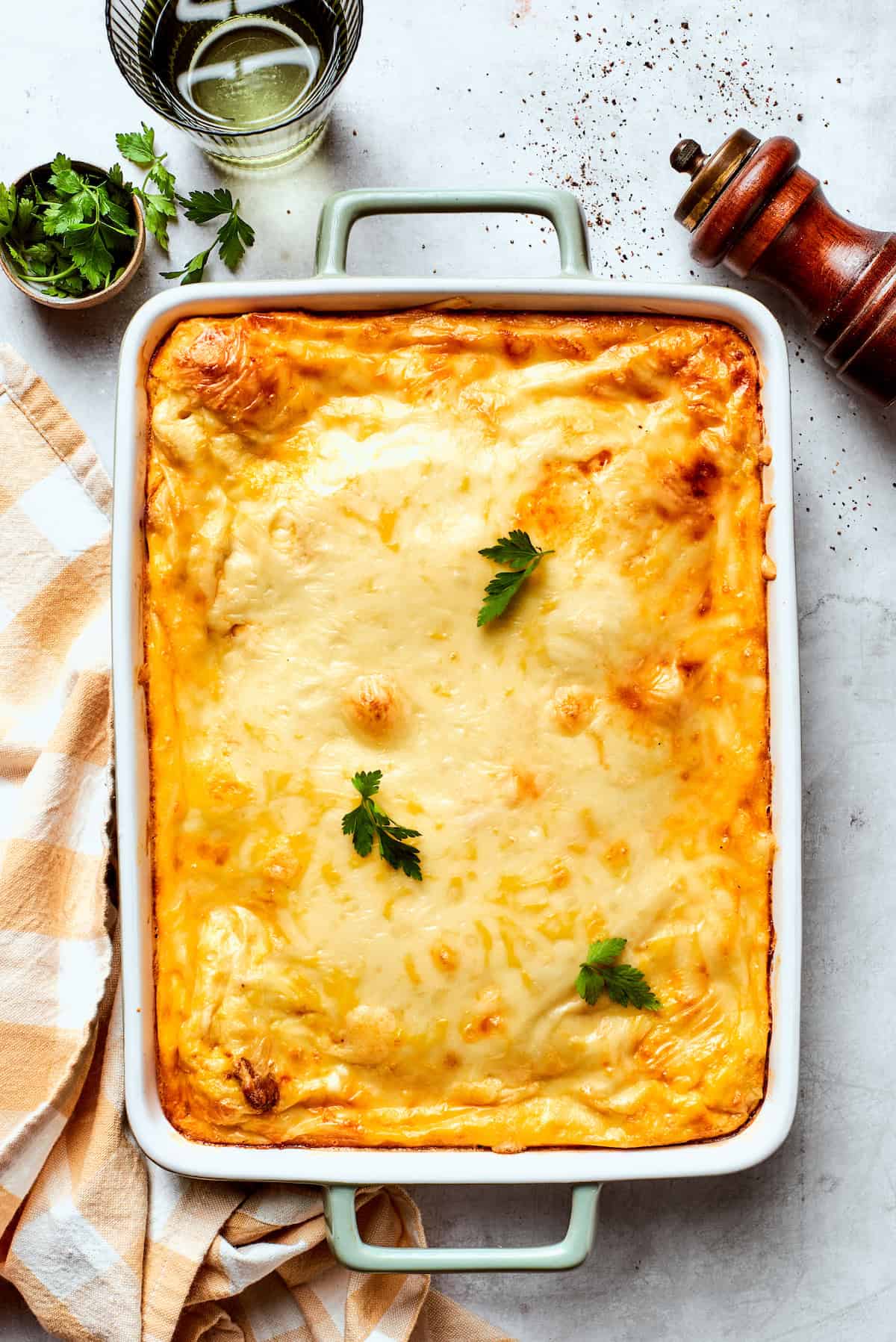 A baked dish of biscuits and gravy casserole.