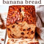 Banana Chocolate Chip Bread social media sharing image with text overlay.