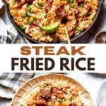 Steak Fried Rice long Pinterest image.