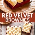 Red Velvet Brownies long Pinterest collage image.