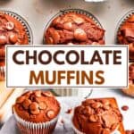 Long collage image for chocolate muffins.