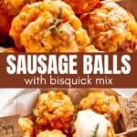 Photo collage of sausage balls.