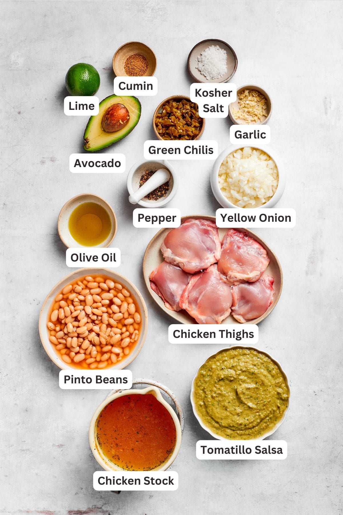Ingredients for spicy chicken soup are text labeled.